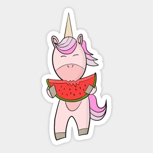 Unicorn eating watermelon Sticker